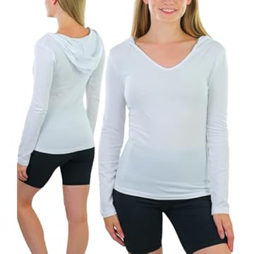 ToBeInStyle Moletom feminino de algodão manga longa gola V Raw Edge ajuste relaxado, Branco clássico (adulto), G