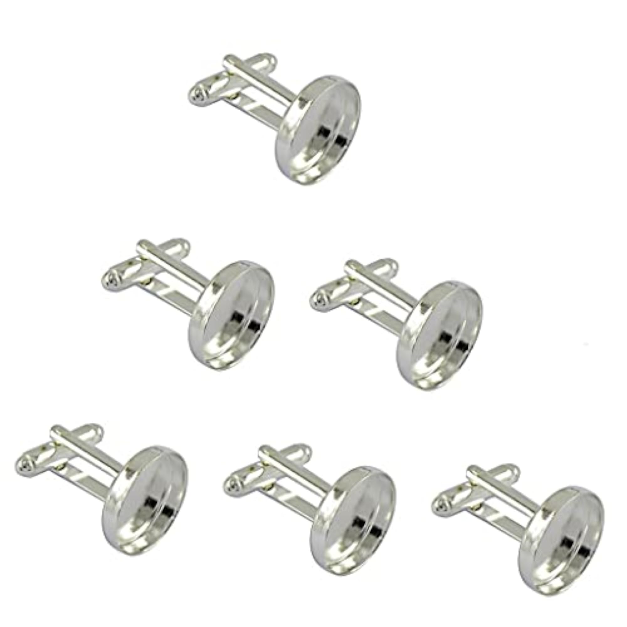18pcs Silver Plate Cufflink Settings for DIY, Craft