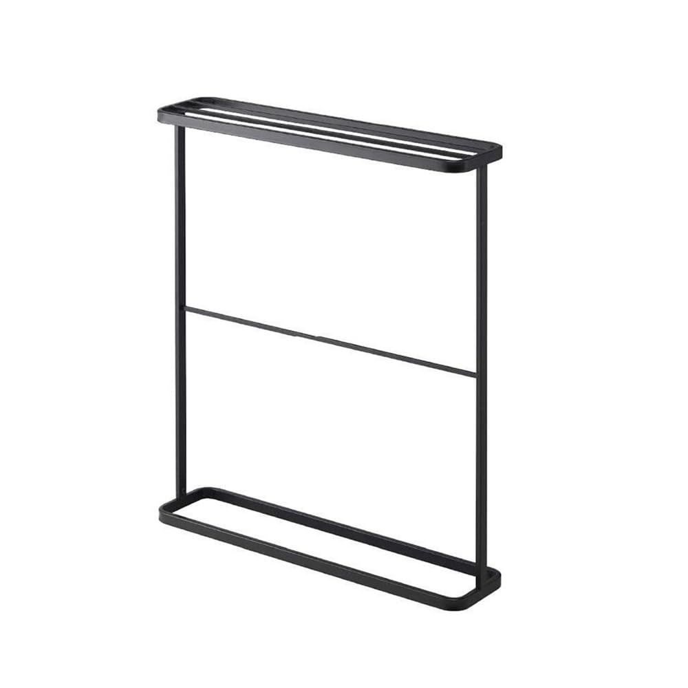 towel rail Iron Floor Towel Rack Bathroom Storage Simple(Black)