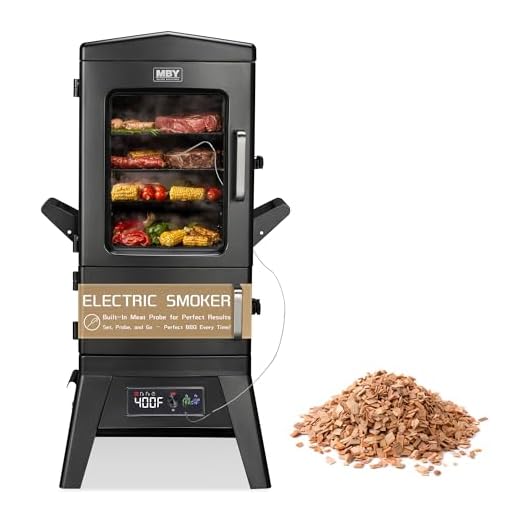 40" Electric Smoker Grill - 633 sq in Large Vertical Smoker with Built-in Meat Probe,Wood Chip Loader & Cover - 4 Racks for BBQ, Meat, Fish, Ribs (Black)