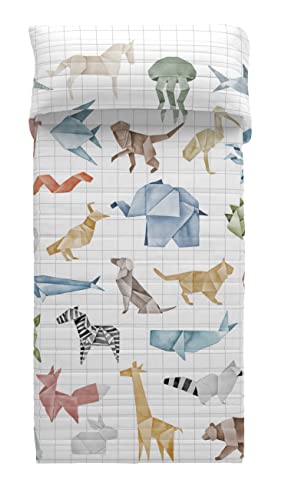 NATURALS Colcha Bouti Zoo Gris Cama 105