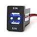 Cllena 2.1/2.1A Dual USB Charger Power Socket Blue Light for TOYOTA with Fuse 2.3ft Wiring (4.2A-2)