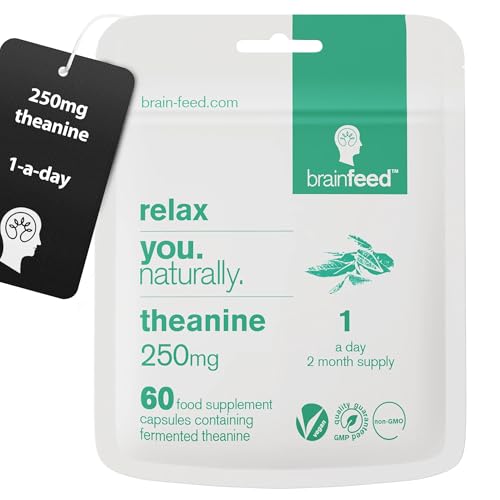 L theanine Supplements (60) | 250mg l-theanine Powder per Capsule - 1 A Day | GABA Supplements Support | Aids Relaxation Without Sedation | 2 Month Supply | Lab-Tested