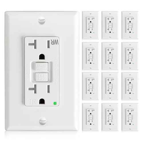 Amico GFCI Outlet 20 Amp with Thinner Design 12 Pack, Weather Resistant (WR), Self-Test GFI...
