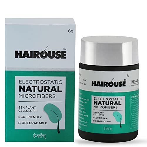 Image of NEW ! Hairouse Natural Hair Building Microfibers (Jet Black) 6 Gms | Hair Fibre to Cover Bald Patches, Thinning Hairs, Instant Volume & Fuller Look for Men & Women | Ecofriendly & Biodegradable