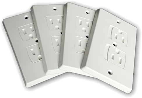 Self-Closing Electrical Wall Outlet Covers for Baby Proofing, Premium Plastic, Standard-Size Child Proof Outlet Cover, 4.6 x 3 Inches, Pack of 4, White - Wonderkid