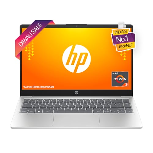 Image of HP 14, AMD Ryzen 3-7320U Laptop (8GB RAM, 512GB SSD), 14 inch /35.6cm, FHD, Win 11, MS Office 2021, Silver, 1.4Kg, Backlit Keyboard, Dual Speakers, em0025AU
