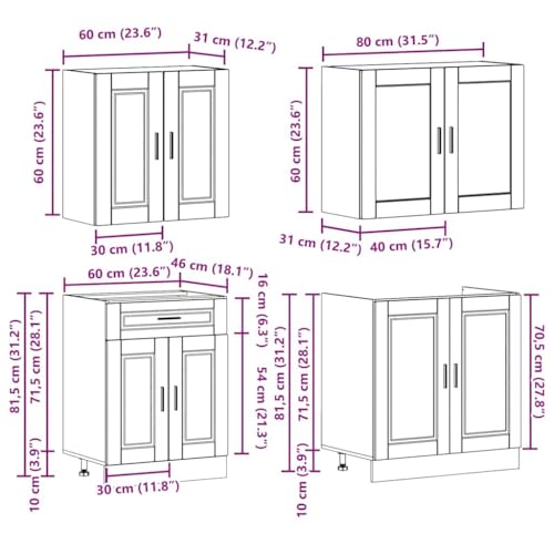Miniatura 8 de Emmtore Mueble Cocina Kalmar Roble Sonoma 4 Pzas Madera Contrachapada