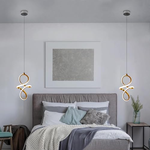 Image of DarkVision Contemporary LED Infinity Pendant Light Hanging Light Decorative Gold Finish Acrylic Ceiling Lamp Fixture Lamp 3 in 1 Color Changing, Soft Lighting for Bedroom, Hallway (Inbuilt Led)