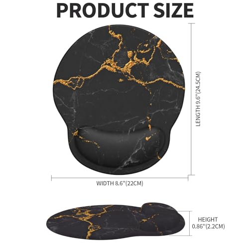 Image of eulps Mouse Pad with Wrist Rest, Comfortable Computer Mousepad with Gel Wrist Support Smooth Surface and Non-Slip PU Base for Pain Relief, Laptop, Office & Home (Black Marble)