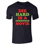 Pop Threads Die Hard is A Christmas Movie Funny Text Graphic Tee T-Shirt for Men Black XL
