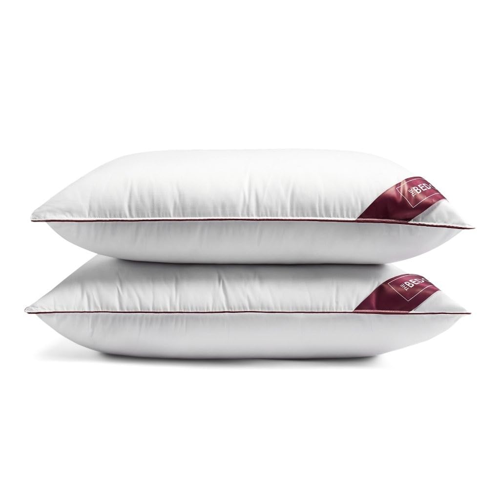 Lions White Bed Pillow 2 Pack - Premium Microfibre Firm Pillows, Feels Like Down Luxury Hotel Quality Soft Pillows For Side Sleepers, Anti Allergy Breathable Hypoallergenic Head Neck Support