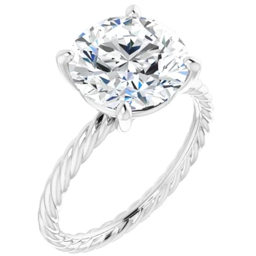 Rope Style 3 Carats Round Lab Diamond Engagement Ring