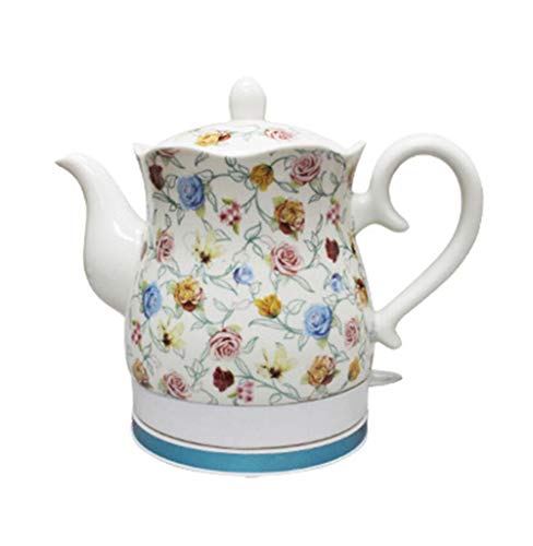 1.5 L, Retro Wasserkocher Keramik Porzellan,Keramik Wasserkocher Mit Blauem Blumen-Motiv, 1350W schnelle Heizung Drahtlose Automatische