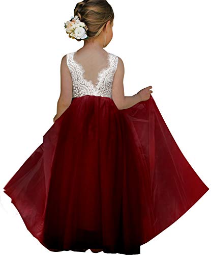 Image of Topmaker Flower Girl Dress for Toddler Baby Girls,Lace Tulle Dress for Wedding,Birthday Party,Photoshoot,Special Occasion