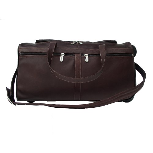 Piel Leather Duffel On Wheels, Chocolate, One Size