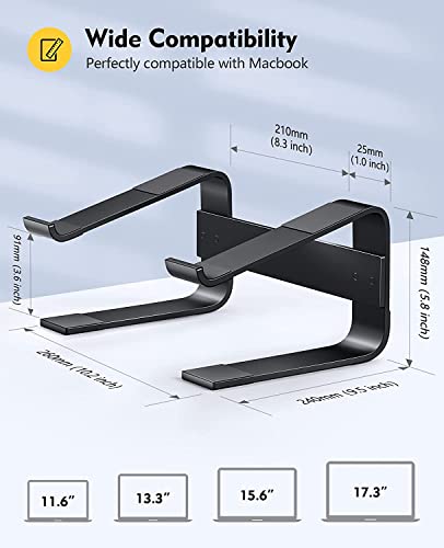 Soqool Laptop Ständer, Aluminium Laptop Stand mit Belüftung, Ergonomisch Laptop Halterung für Schreibtisch, Kompatibel mit MacBook Air/Pro, Lenovo, Huawei, Acer, Dell, HP (10-17 Zoll)