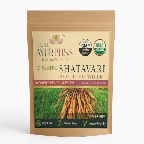 PureAyurbliss 100% Organic Shatavari Root Powder for Hormonal Balance Menstrual Wellness Fertility Support and Daily Vitality for Women Traditional Ayurvedic Shatavari Powder - 16oz