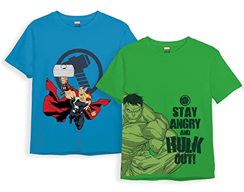 Image of minicult Marvel's Avenger Regular Fit Character Printed Tshirt for Boys and Girls (Avengers)(Blue 4)(Pack of 1)