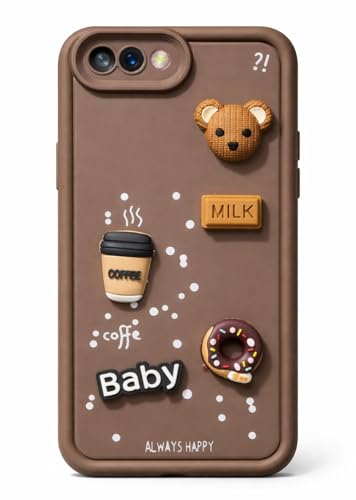 Image of Bintage Case Ball Bear| Donut| Milk Cake| Baby| Coffee Rubber Case Camera Protection Back Cover Compatible for Realme C1 - Brown