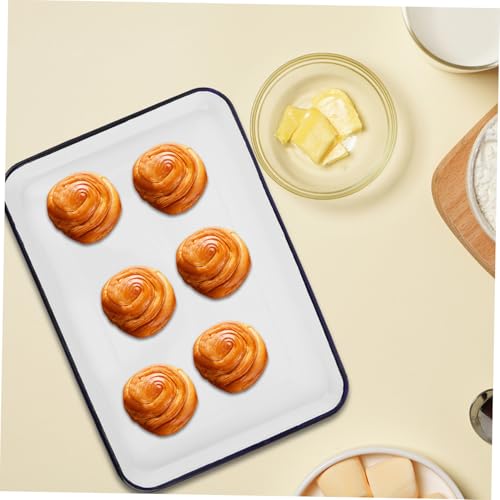 Plat à rôtir émaillé blanc rétro rectangulaire de grande capacité pour une cuisson saine