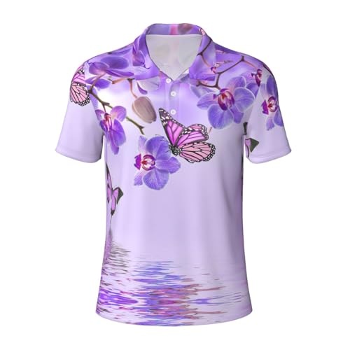 Polo respirant violet papillon pour une randonnée chic en été homme 3XL