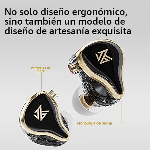 Linsoul KZ ZAS 7BA+1DD Monitor intrauditivo, auriculares de graves de alta fidelidad, auriculares para juegos, auriculares híbridos IEM con cable desmontable empotrado para músico audiófilo (negro,