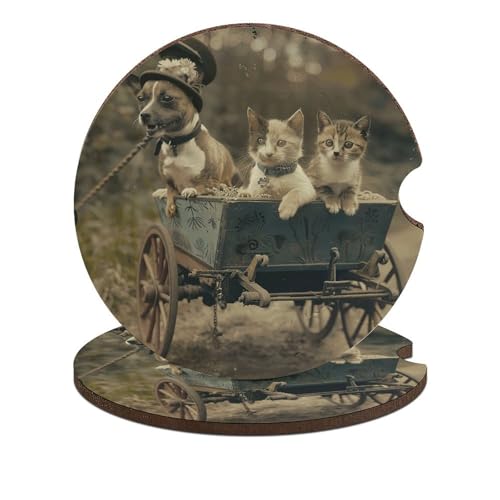 Portavasos para Auto con Diseño Retro Animal, Juego de 2 miniatura 1