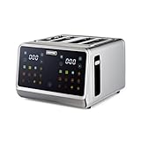GEEPAS 5-in-1 DIGITAL 4 Slice Toaster | Stainless Steel Housing Wide Slots LED Display & Timer | 6 Browning Level Cancel Defrost & Reheat Function 6 Versatile Mode Removable Crumb Tray | 1770W Silver