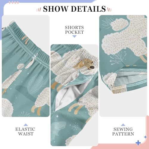 ZZXXB Poodle and Tree Boys Long Pants Soft Trousers Elastic Waist Kids Lounge Bottoms with Pockets S-XL4