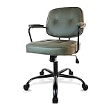 KLASIKA Leather Home Office Chair Desk Chair with Fixed Armrest Mid-Back Modern Office Chair with Wh