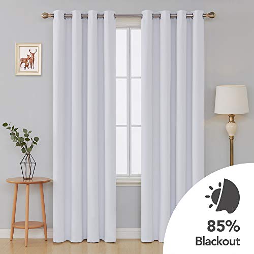 Image of Deconovo Blackout Curtain Room Darkening Panel for Bedroom or Living Room Grommet Thermal Insulated Lighting Reduce Drape 52 x 84 Inch White 1 Panel
