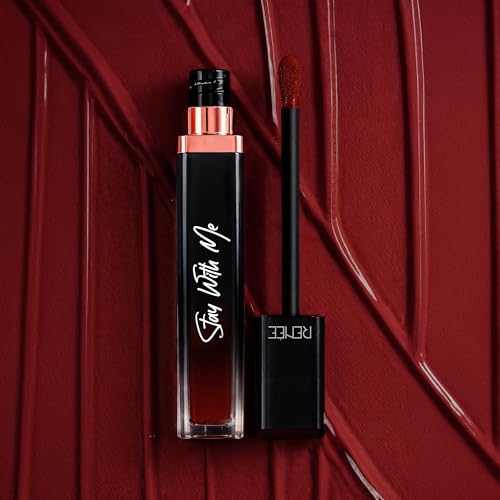 Image of RENEE Stay With Me Matte Transferproof Liquid Lipstick- Mad for Maroon| Waterproof & Smudge-proof | Bold Pigment, Lightweight & Long-lasting | With Hyaluronic Acid & Vitamin E | 6 ml