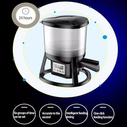 Mangiatoia automatica per pesci da 6 litri con display LCD, design impermeabile, spray a 3 velocità, 6 modalità di temporizzazione per stagni e acquari, adatta per pellet da 3-10 mm