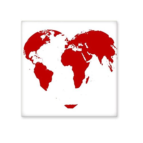Carreaux de céramique cadeau de Saint Valentin illustration coeur rouge carte du monde L