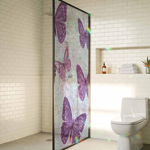 Vinilo Decorativo para Ventana Mariposas Moradas 39x18 in miniatura 7