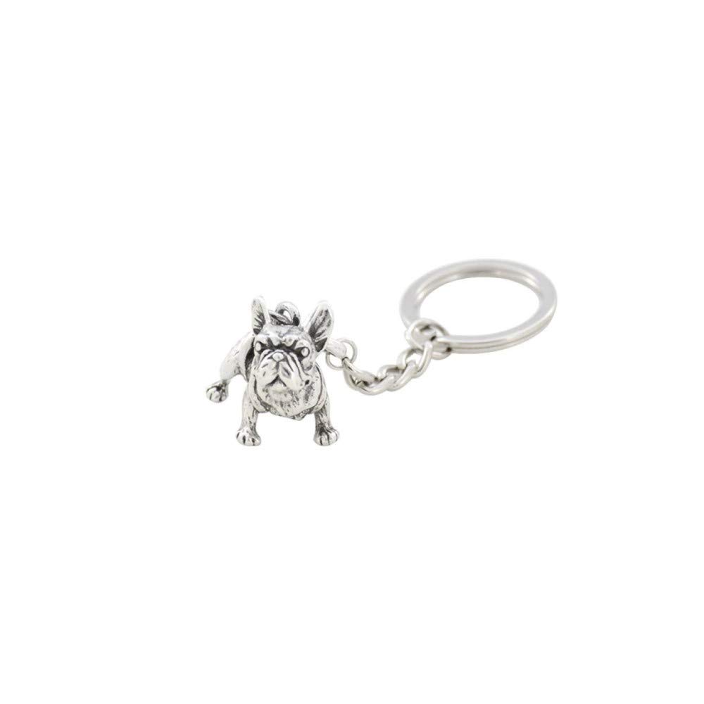 Zodiark Jewellery Silver French Bulldog Dog Animal Lover Engraved Metal Keychain Keyring