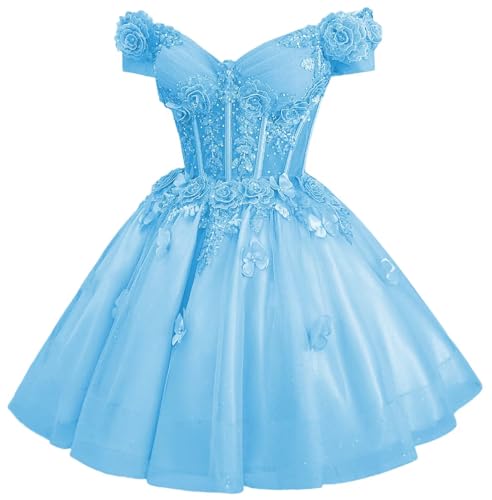 Image of Zhangyo Sparkly Tulle Homecoming Dresses for Teens Off Shoulder DAMA Dress