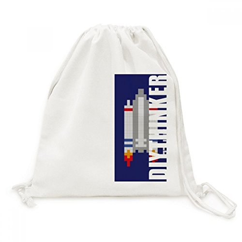 Sac univers pixel et fusée spatiale pour remplacer les sacs lourds par un pochon léger