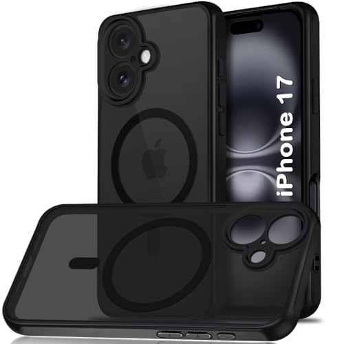 Image of TheGiftKart for iPhone 17 Case, Matte Frosted Hard Back Cover Compatible with MagSafe, Hybrid Shockproof iPhone 17 Cover with Camera & Screen Protection (PC & TPU, Translucent Black)
