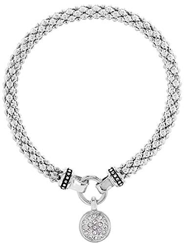 Nine West Women's Jewelry Crystal Circle Charm Stretch Bracelet Silver Tone