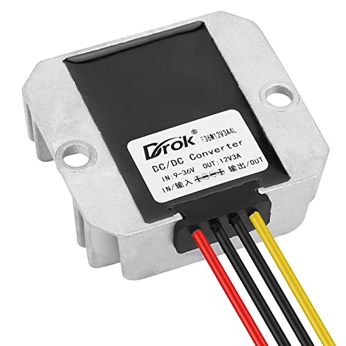 Image of DROK Boost Buck Converter 9V-36V to 12V 3A 36W Aluminium Shell Waterproof Auto Step Up Down Voltage Regulator 12V Volt Transformer for Car Audio Solar Power System LCD Television LED Display Screen