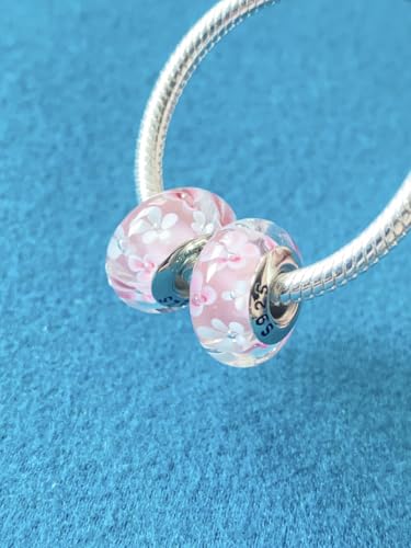 Original Murano Glass Charms for Pandora Bracelets, Authentic 925 Sterling Silver Charms for Bracelets, Murano Flowers Charms, Glass Beads fit Pandora Style Bracelet for Women4