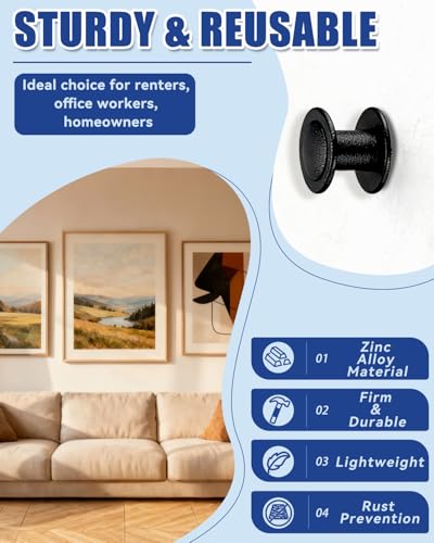 Image of 20 Pcs Double Headed Picture Hangers - 4 Sizes Thumb Tacks (10 /15 /30 /40lb), Heavy Duty Push Pins & Wall Nails for Drywall /Wood, Picture Hanging Nails for Frames, Tapestry, Photos and Decor