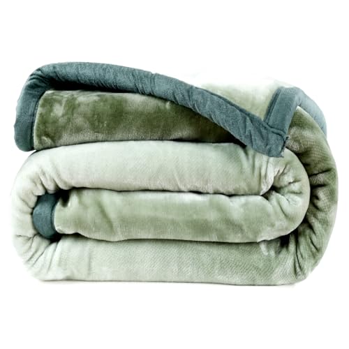 Image of ABRAZO Reversible Mink Blanket for Winter & AC | Double Bed 220x240 cm Soft & Warm Blanket /Dohar /Quilt /Comforter | All Season Use | (Green)