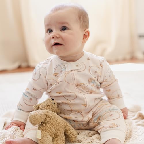 Image of Burt's Bees Baby unisex-baby Sleep & Play, Organic One-piece Romper-jumpsuit Pj, Zip Front Footed Pajama
