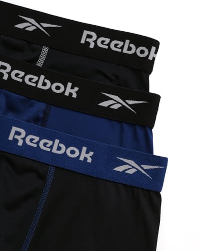 Reebok Mens Boxer Briefs - 3 Pack Stretch Moisture Wicking Mens Underwear with Contour Pouch Boxers for Men (Sizes: S-XL)3