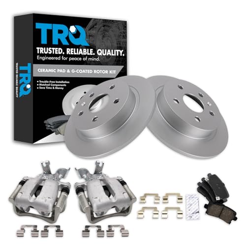 Image of TRQ Rear Brake Pad and Rotor Set Ceramic Solid Rotors Calipers | For 2014-2015 Chevrolet Malibu 2016 Malibu Limited