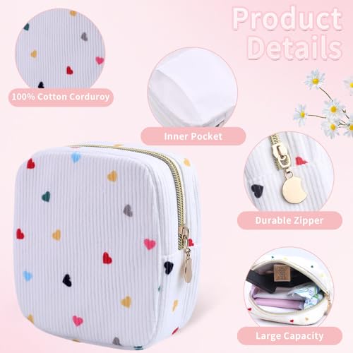Image of 2-Pack Period Bag for Women Girls, Portable Corduroy Sanitary Napkin Storage Bag Period Pouch Small Discreet Menstrual Pouch, Sanitary Pads Period Kits Tampons Holder for First Period