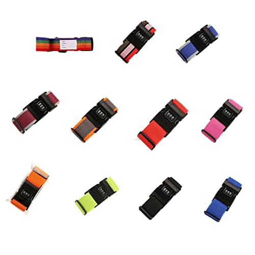 SUDNJIALQ 3 Peças Alça de Bagagem Ajustável Senha Mala de Segurança Acessório de Cinto, Azul escuro